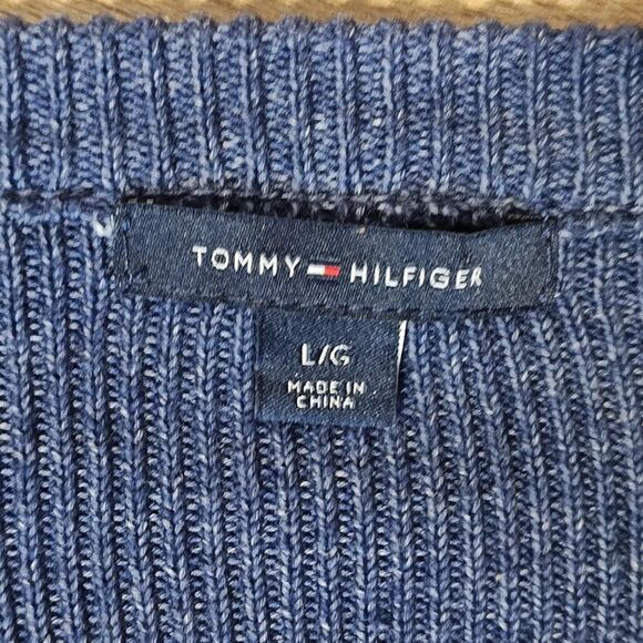 Tommy Hilfiger Sweater Jacket Womens Large Blue Quilted Moto Asym Zip Pockets - Picture 10 of 15